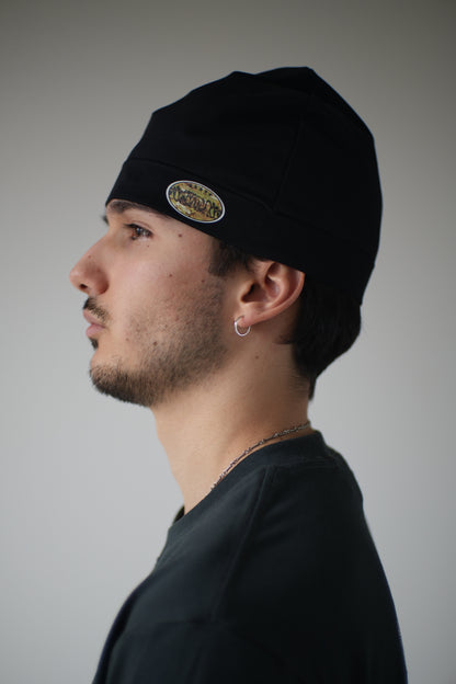 Black fitted beanie